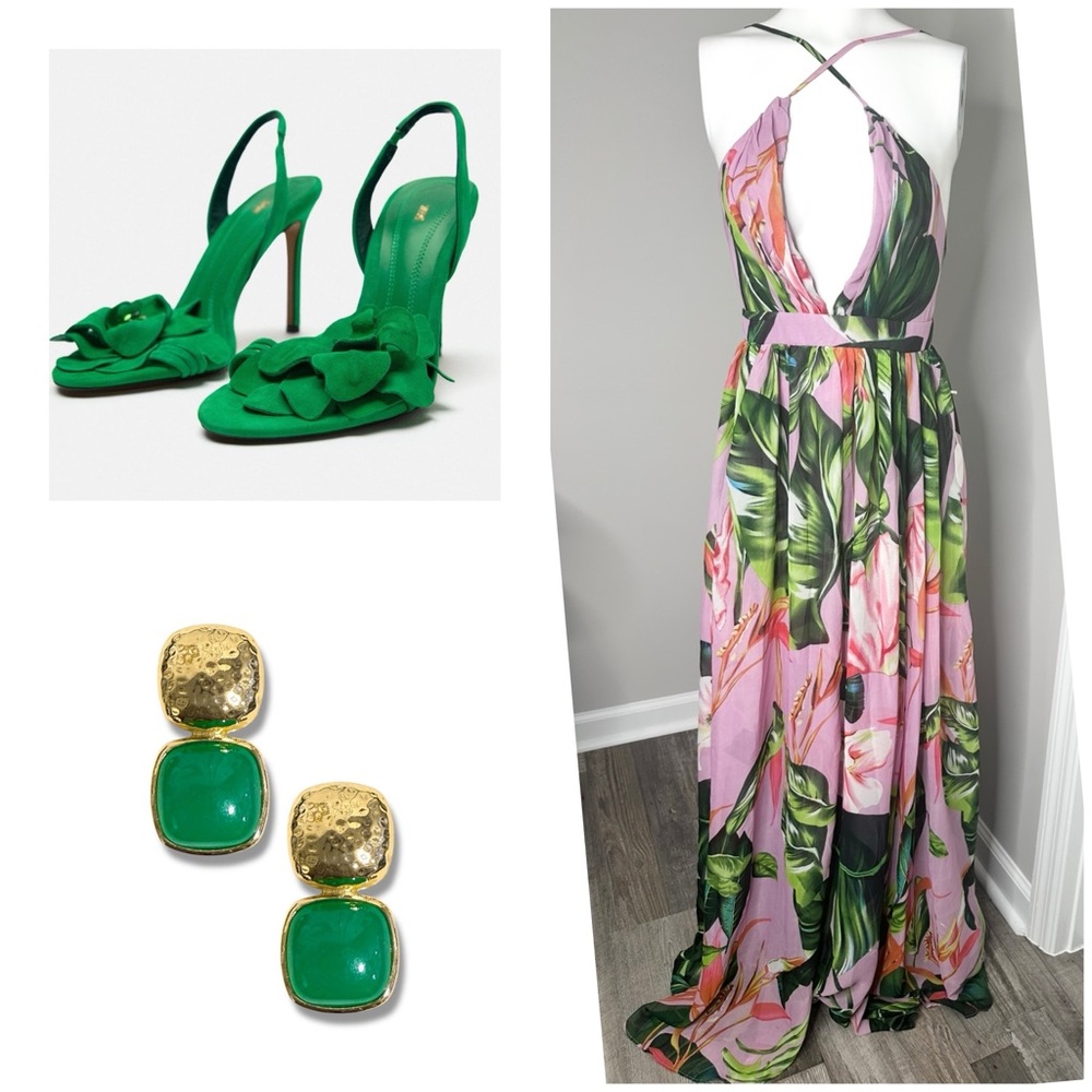 LUXXEL FLORAL PRINT SHEER MAXI DRESS-NWT-SMALL